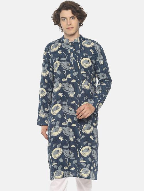 navy-blue printed long kurta - 18408447 - Very Small Image - 1