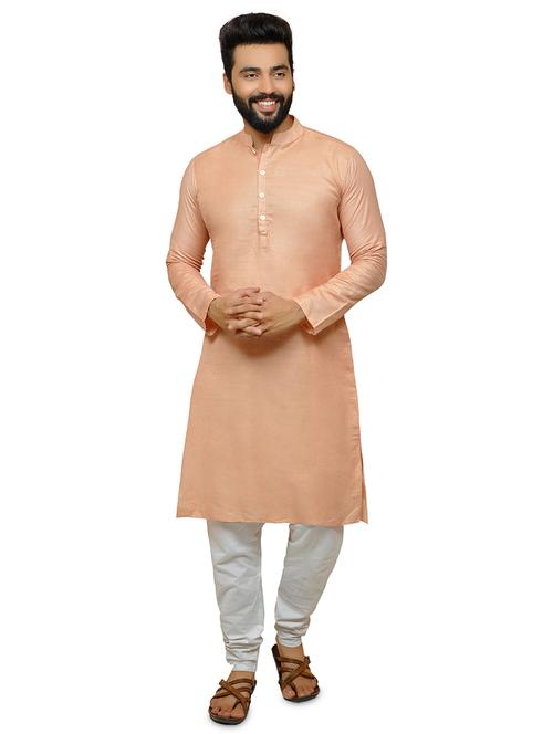 peach solid long kurta - 18408479 - Very Small Image - 1