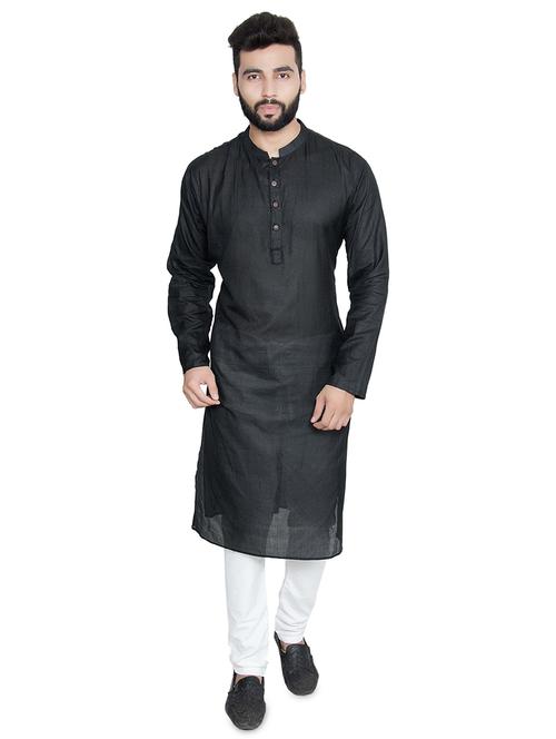 black solid long kurta - 18408505 - Very Small Image - 1