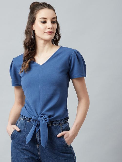 women's blouson v neck top - 18408728 - Very Small Image - 1