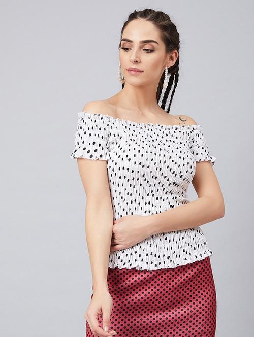 off shoulder polka dots regular top - 18408736 - Very Small Image - 1