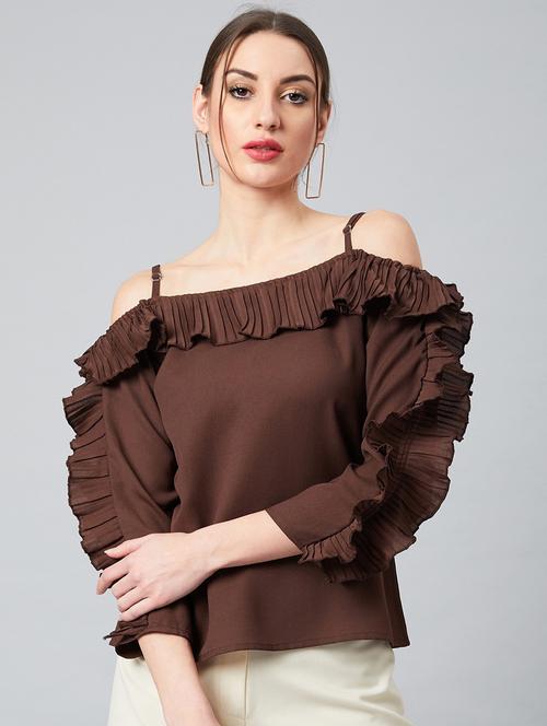 off shoulder solid regular top - 18408740 - Very Small Image - 1