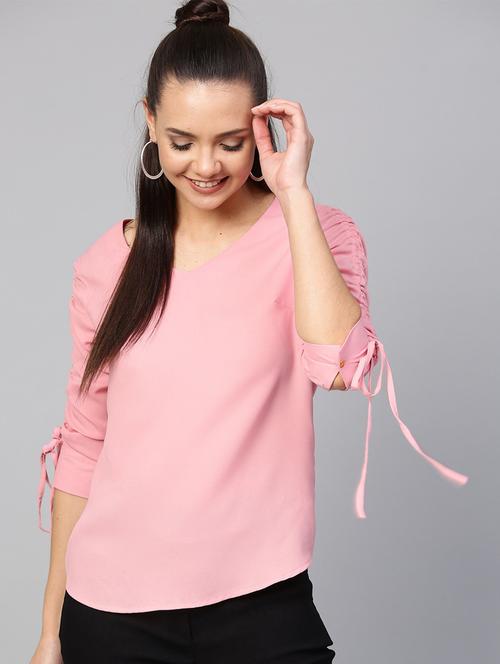 v-neck solid regular top - 18408769 - Very Small Image - 1