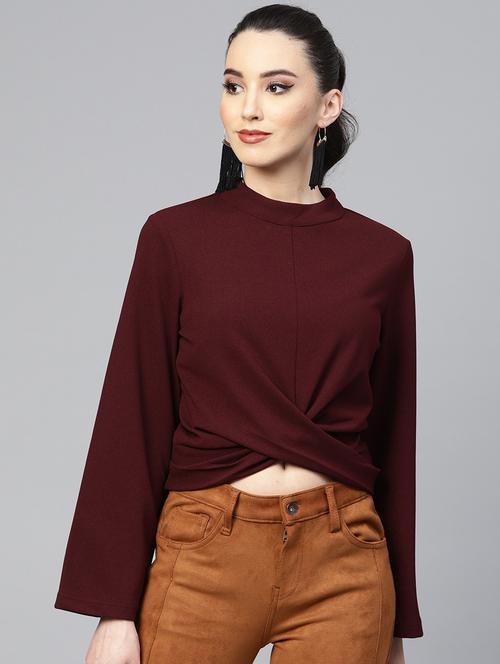 long sleeved solid crop top - 18408776 - Very Small Image - 1