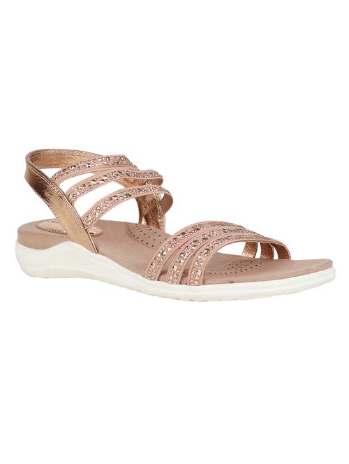 gold synthetic open thong sandals - 18408979 - Very Small Image - 1