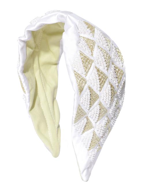 anekaant white & gold harlequin embellished satin hair band - 18409032 - Very Small Image - 1