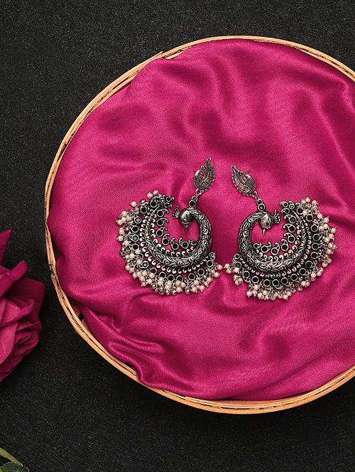 silver metal jhumka earring - 18409425 - Very Small Image - 1
