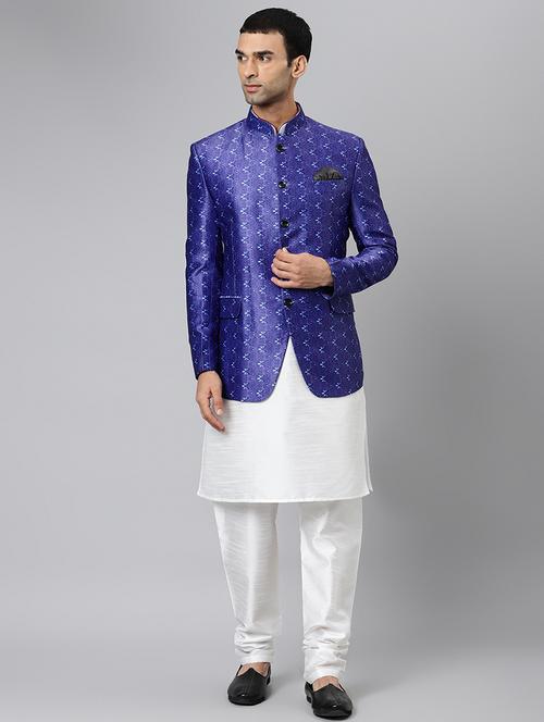 white printed kurta pyjama ethnic wear set - 18409510 - Very Small Image - 1