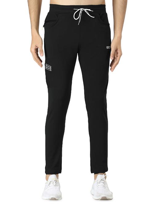 black solid flat front casual trouser - 18409795 - Very Small Image - 1