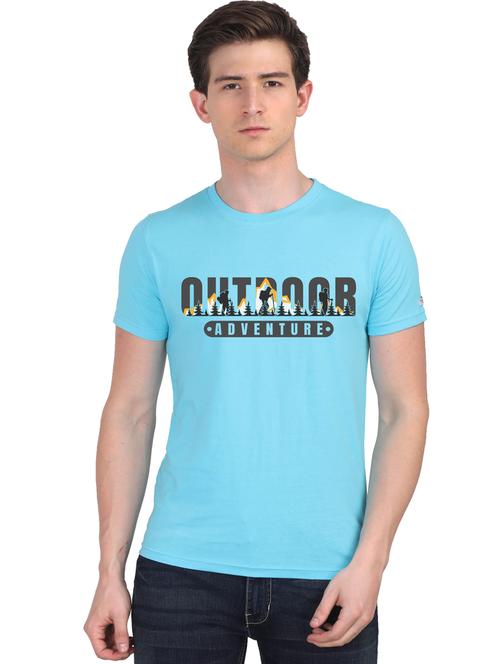 turquoise chest print t-shirt - 18409975 - Very Small Image - 1