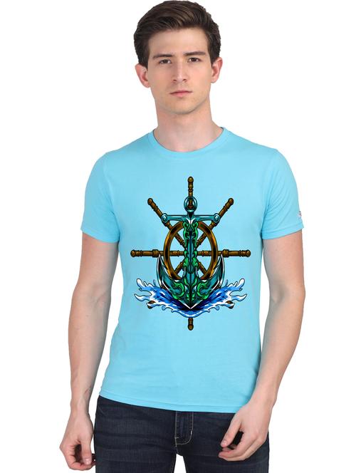 turquoise chest print t-shirt - 18409980 - Very Small Image - 1