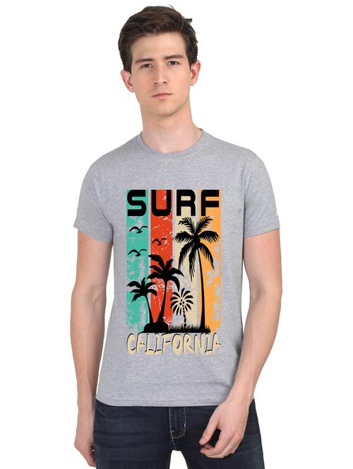 grey chest print t-shirt - 18410018 - Very Small Image - 1