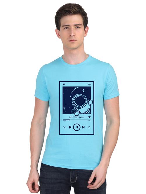 turquoise chest print t-shirt - 18410034 - Very Small Image - 1