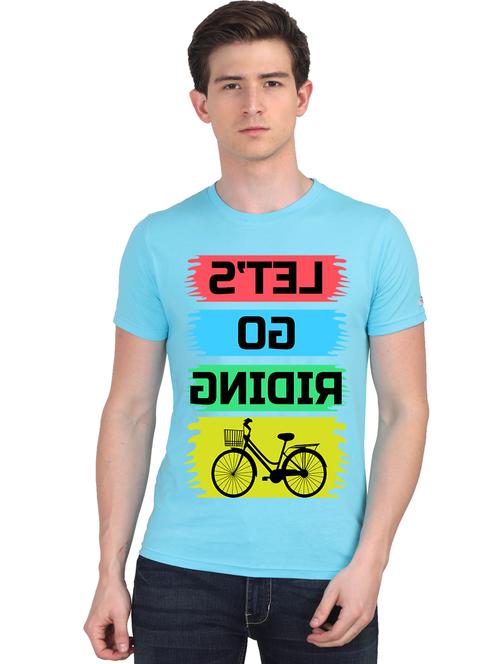 turquoise chest print t-shirt - 18410041 - Very Small Image - 1