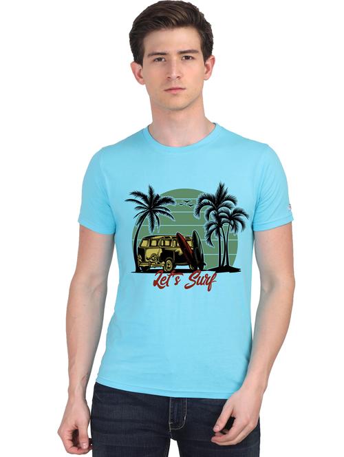 turquoise chest print t-shirt - 18410045 - Very Small Image - 1