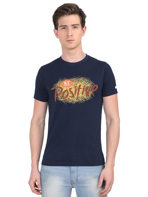 dark blue chest print t-shirt - 18410070 - Very Small Image - 1