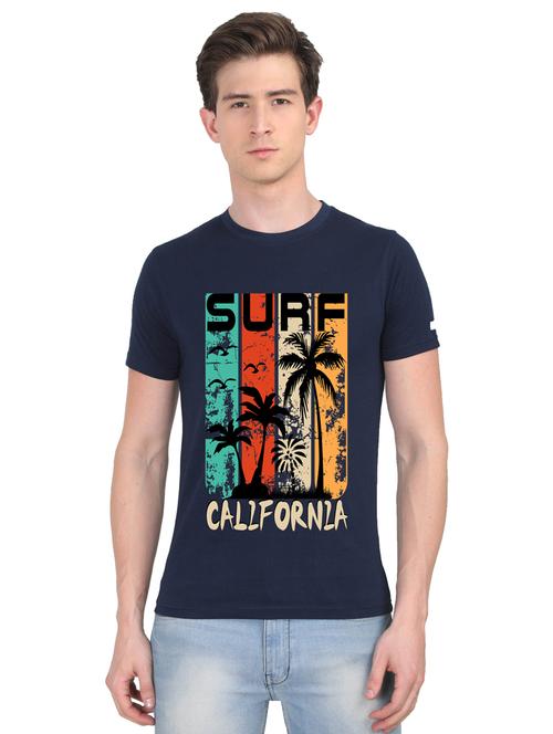 dark blue chest print t-shirt - 18410077 - Very Small Image - 1