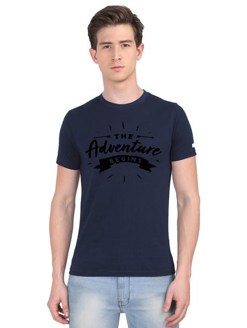 dark blue chest print t-shirt - 18410078 - Very Small Image - 1