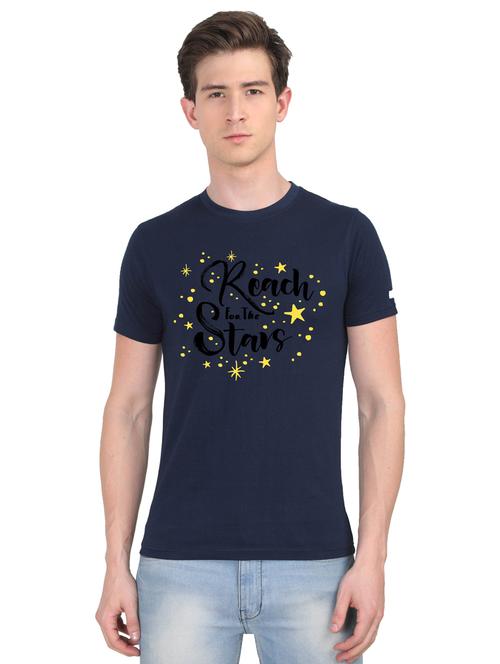 dark blue chest print t-shirt - 18410083 - Very Small Image - 1