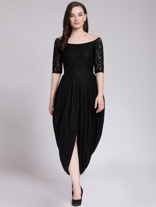 off shoulder self design dress - 18410111 - Very Small Image - 1