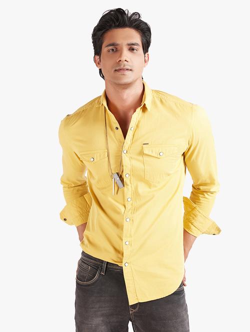 yellow solid casual shirt - 18410255 - Very Small Image - 1