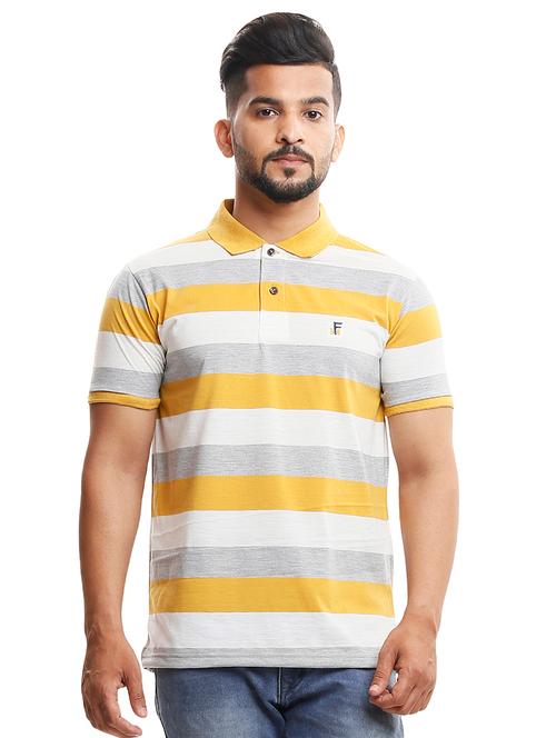 yellow striped polo t-shirt - 18410571 - Very Small Image - 1