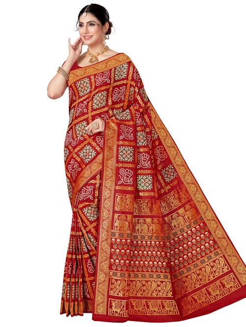 maroon art silk saree - 18410703 - Very Small Image - 1
