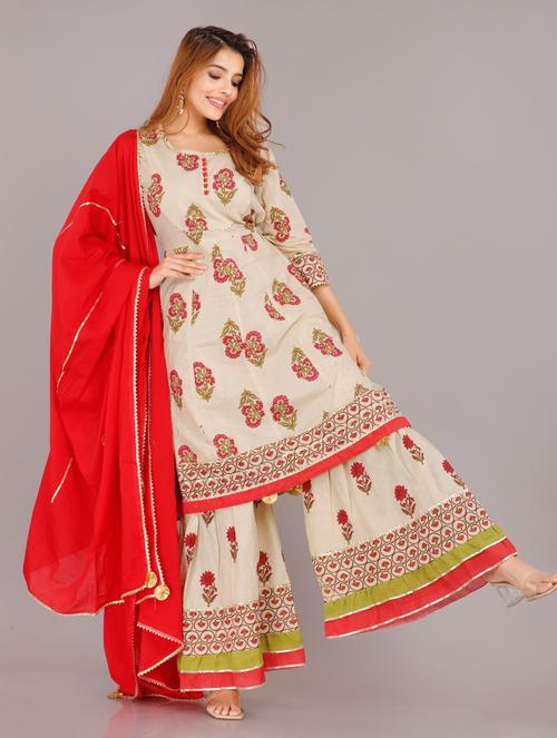 cotton kurta set with mulmul dupatta - 18410968 - Very Small Image - 1