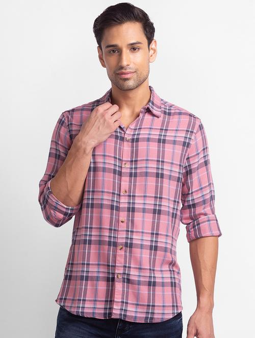 pink checkered casual shirt - 18411401 - Very Small Image - 1