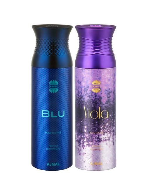ajmal blu & viola deodorants gift for men & women (200 ml, pack of 2) - 18412088 - Very Small Image - 1
