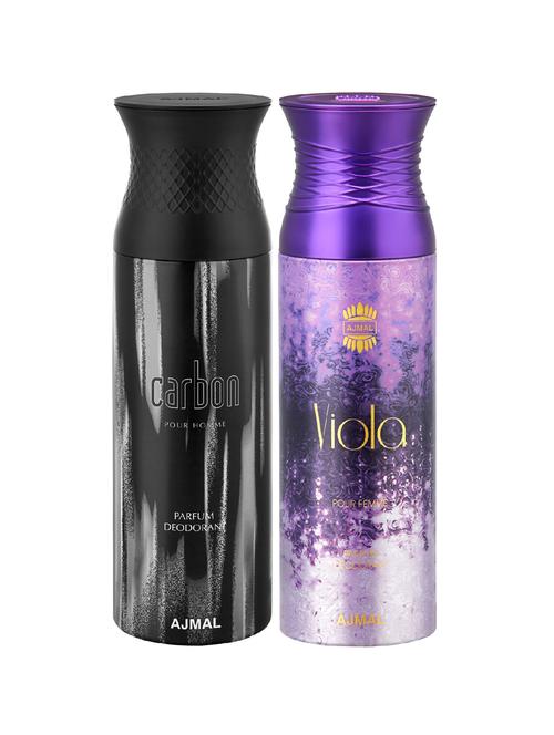 ajmal carbon & viola deodorants gift for men & women (200 ml, pack of 2) - 18412089 - Very Small Image - 1