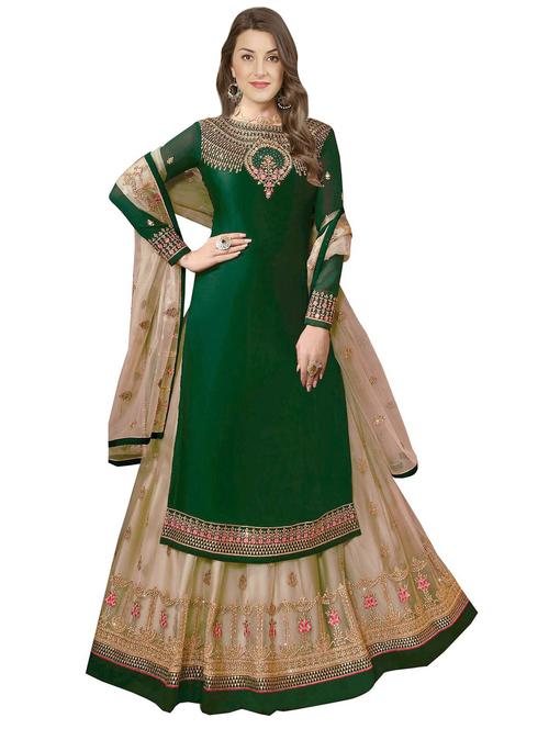 women embroidered semi-stitched suit set - 18412206 - Very Small Image - 1