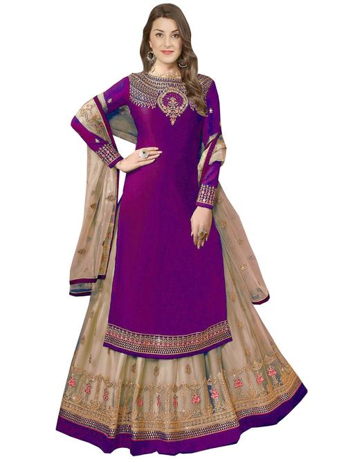 women embroidered semi-stitched suit set - 18412209 - Very Small Image - 1