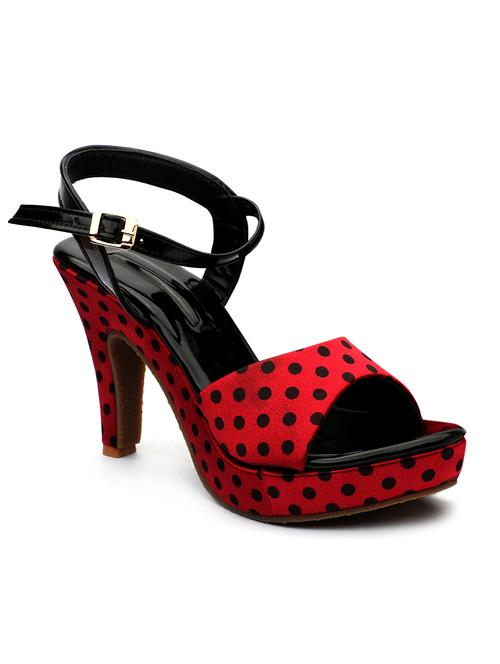 red synthetic ankle strap sandals - 18412258 - Very Small Image - 1
