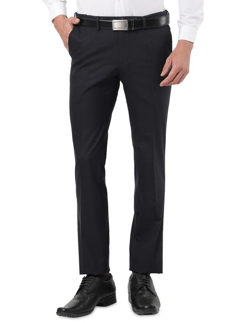 dark blue solid formal trouser - 18412468 - Very Small Image - 1
