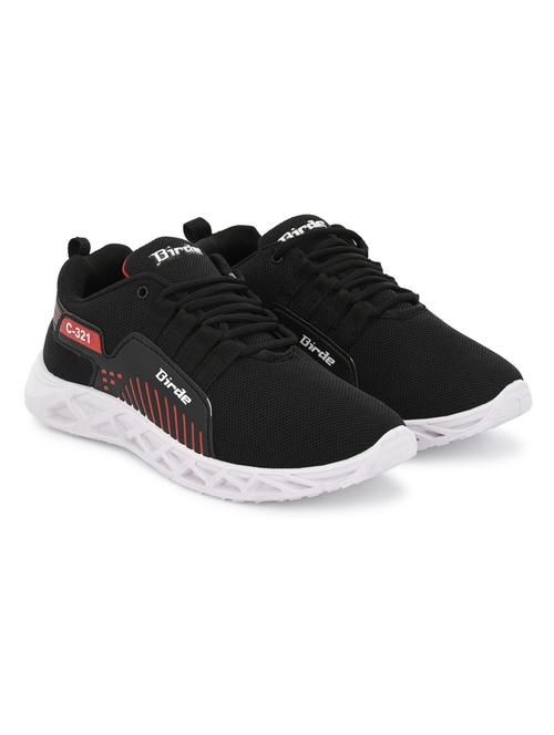 black mesh laceup sports shoes - 18412602 - Very Small Image - 1