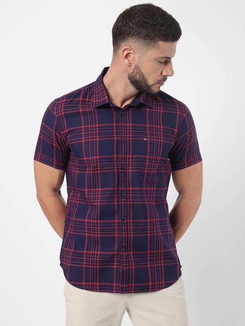 dark blue checkered casual shirt - 18412643 - Very Small Image - 1