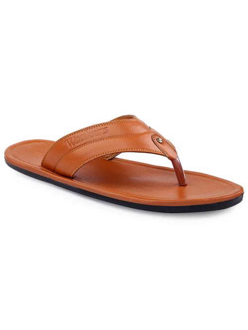 tan faux leather slip on flip flops - 18413121 - Very Small Image - 1