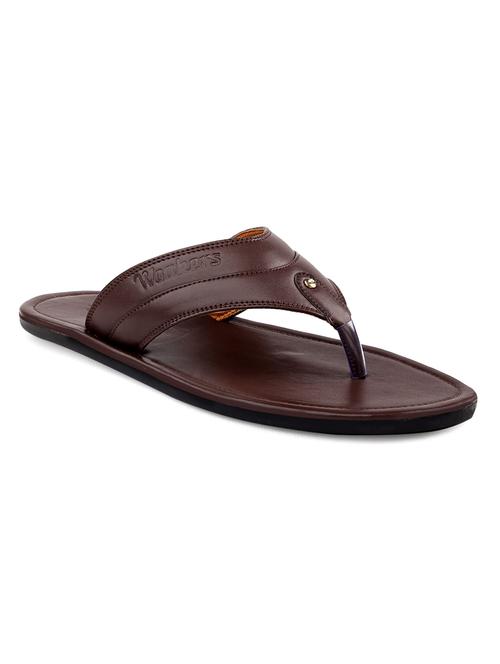 brown faux leather slip on flip flops - 18413122 - Very Small Image - 1