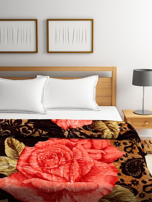 klotthe brown floral wool blanket - 18413242 - Very Small Image - 1
