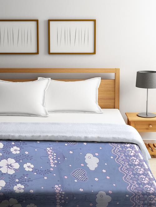 klotthe blue floral print ac room 300 gsm double bed comforter - 18413270 - Very Small Image - 1