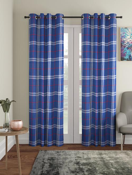 klotthe cotton blue door curtain - 18413309 - Very Small Image - 1