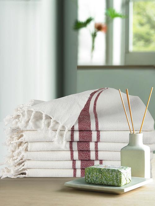 klotthe set of 6 pure cotton maroon hand towels - 18413363 - Very Small Image - 1