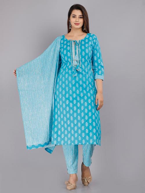 floral kurta pant set with dupatta - 18413729 - Very Small Image - 1