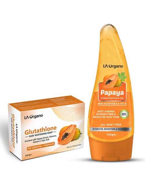 la organo papaya hydrating face gel & papaya soap enriched with papaya, aloevera & vit- e (pack of 2) - 18414241 - Very Small Image - 1