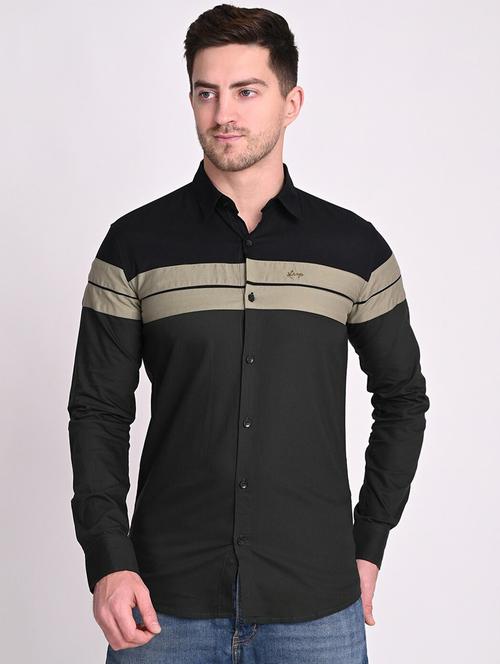 mens color block casual shirt - 18414900 - Very Small Image - 1