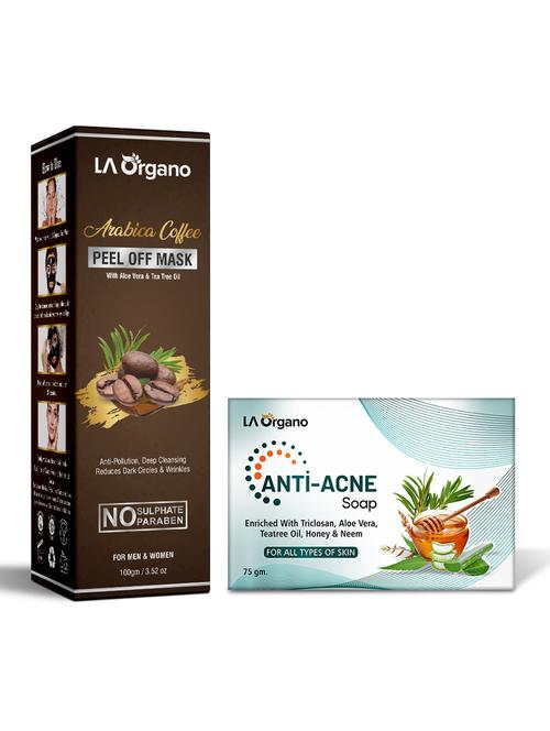la organo coffee peel off mask & anti acne soap for anti-pollution & reduces dark circles (pack of 2) - 18414935 - Very Small Image - 1