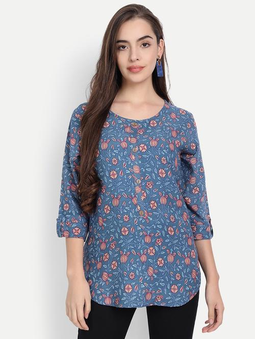 round neck floral top - 18415201 - Very Small Image - 1