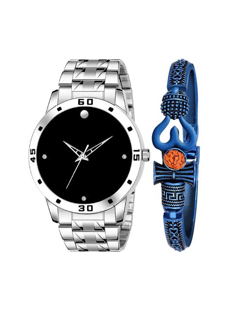 kajaru jew_53_k_30 stylish dial- stainless steel strap watch & gold bracelet combo set for men - 18415384 - Very Small Image - 1