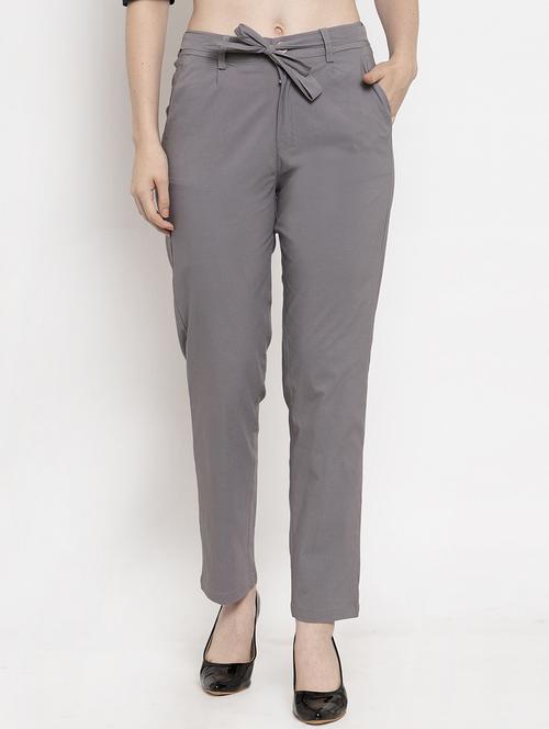 mid rise solid flat front trousers trouser - 18416439 - Very Small Image - 1